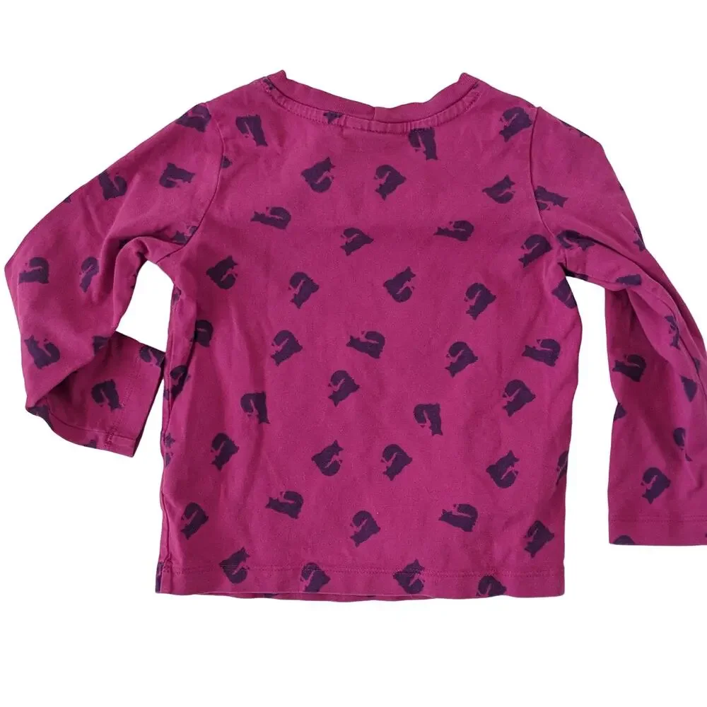 Hanna Andersson Girls Long Sleeve Tee Pink Purple Fox Foxes Top 90 US‎ 3
